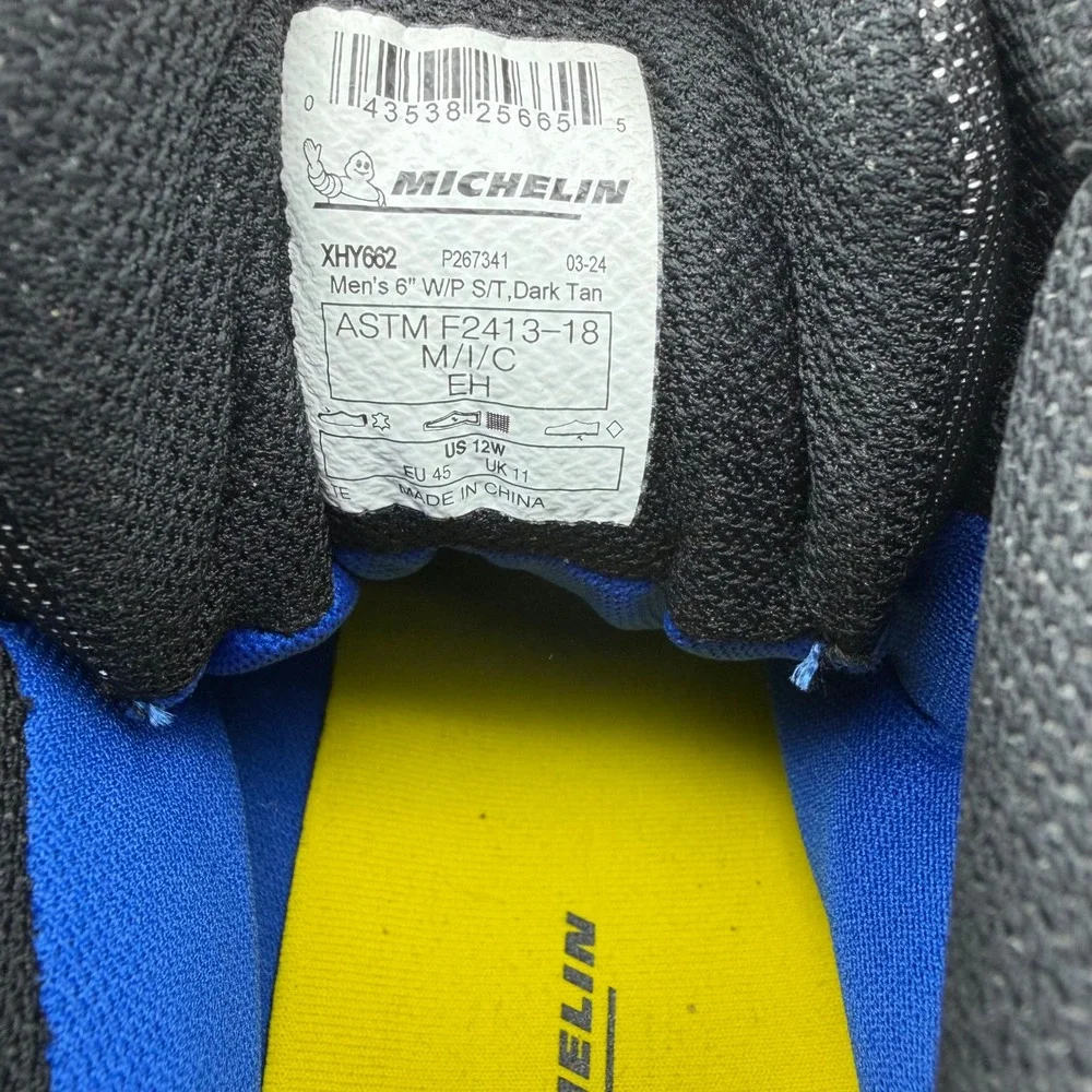 Michelin Mens‎ 12W HydroEdge Steel Toe Work Boots Brown Waterproof Oil Resistant
